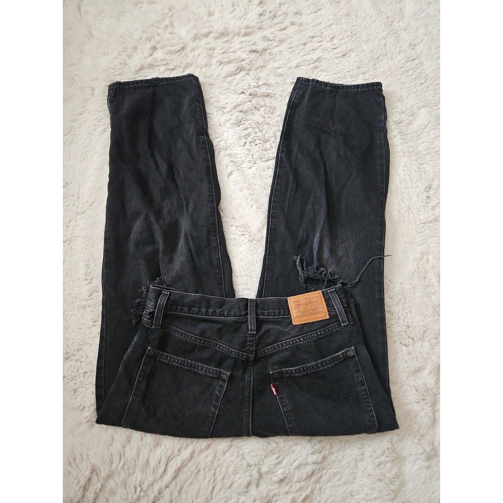Levi's Premium Baggy Dad Black Distressed Relaxed Fit Jeans Women's W27 L30